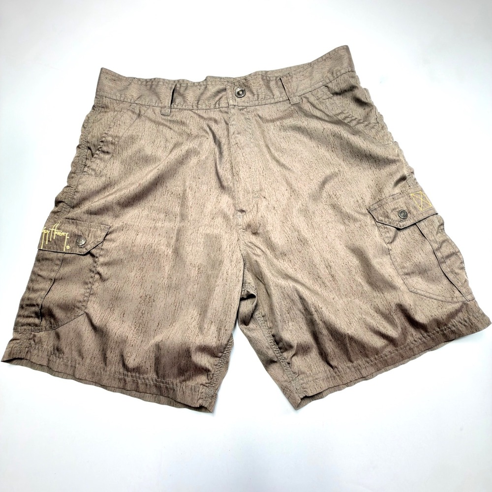 Guy Harvey Cargo Shorts Mens‎ 34 Fishing Outdoor Utility Khaki Beige